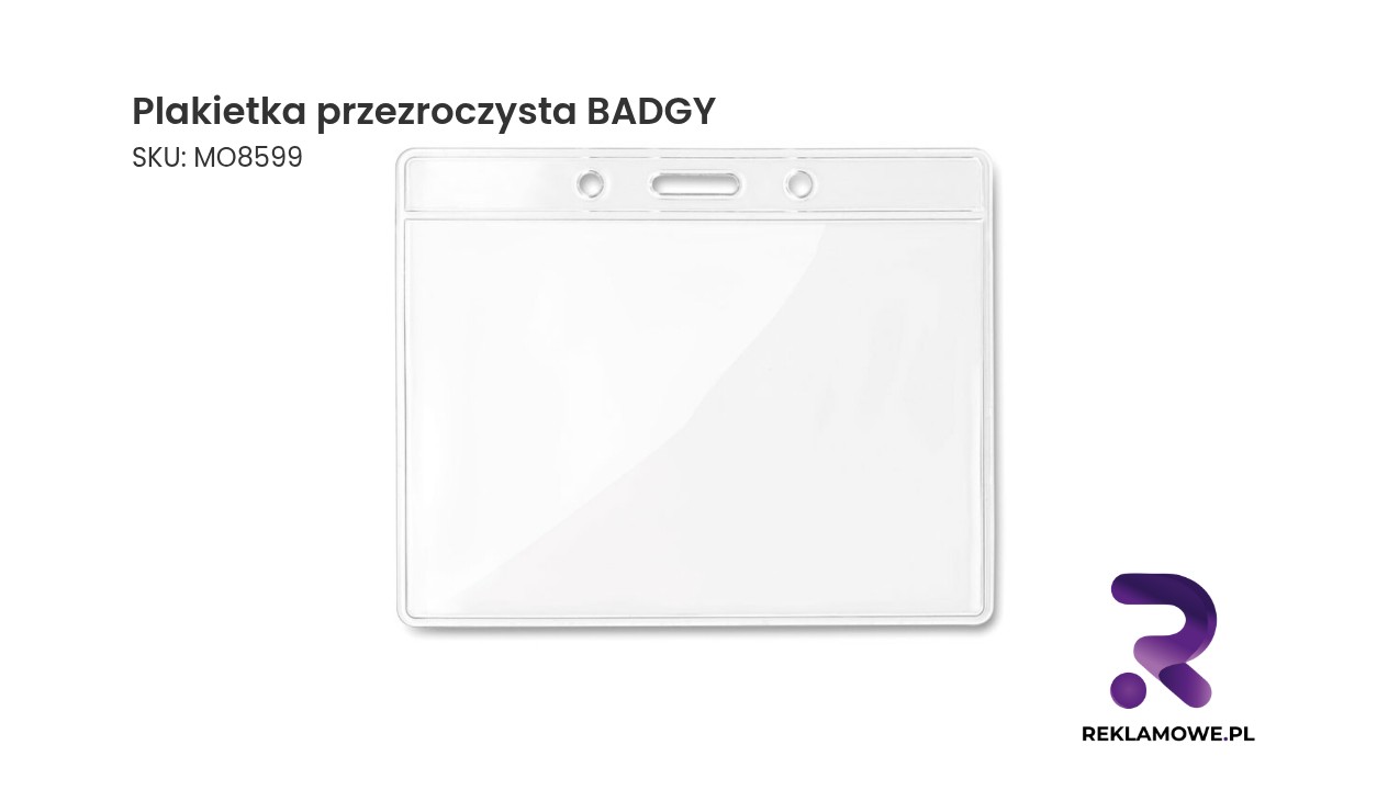 Przezroczysta plakietka oznaczająca BADGY