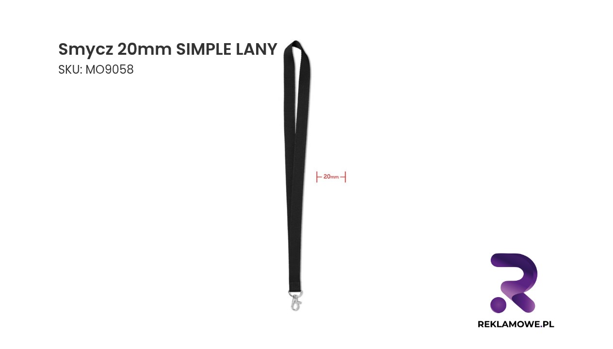 Smycz 20mm SIMPLE LANY Smycz 20 mm SIMPLE LANY – wytrzymała smycz do kluczy i identyfikatora