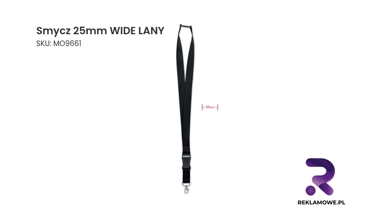 Smycz 25mm WIDE LANY Smycz 25 mm WIDE LANY – wytrzymała smycz do kluczy i identyfikatora
