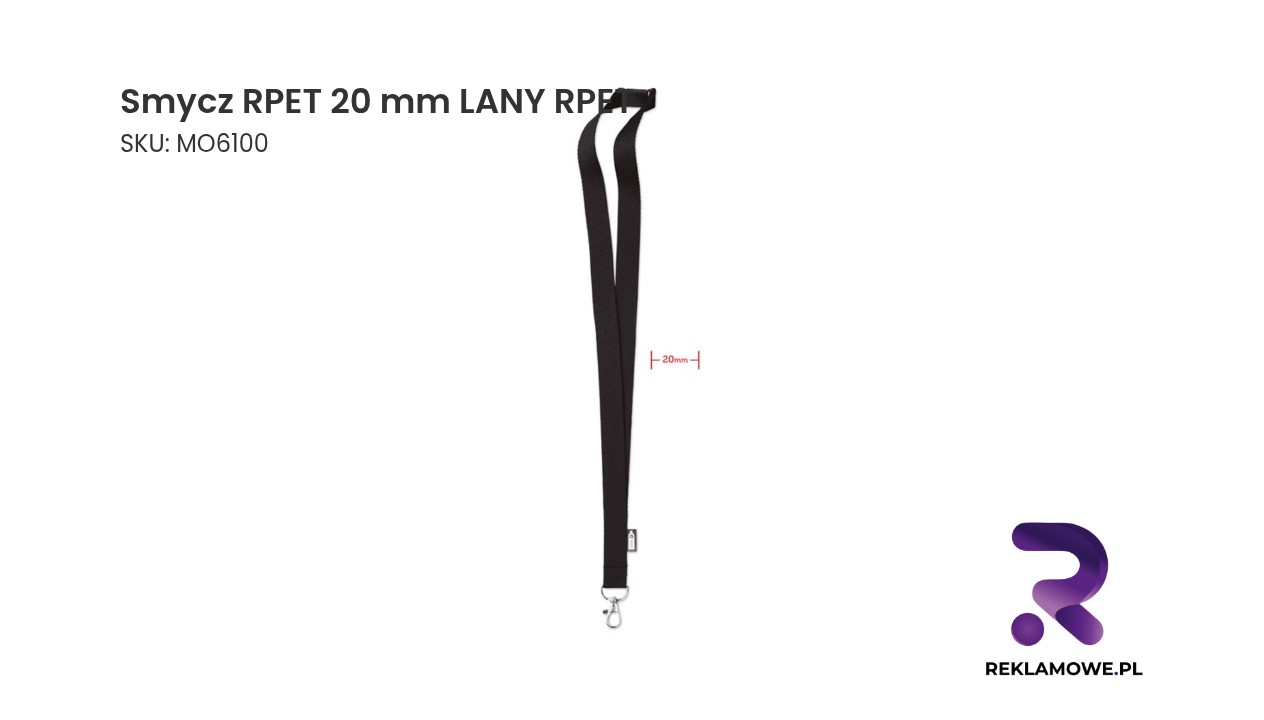 Smycz RPET 20 mm LANY RPET Smycz RPET 20 mm LANY RPET – ekologiczna smycz reklamowa z recyklingu