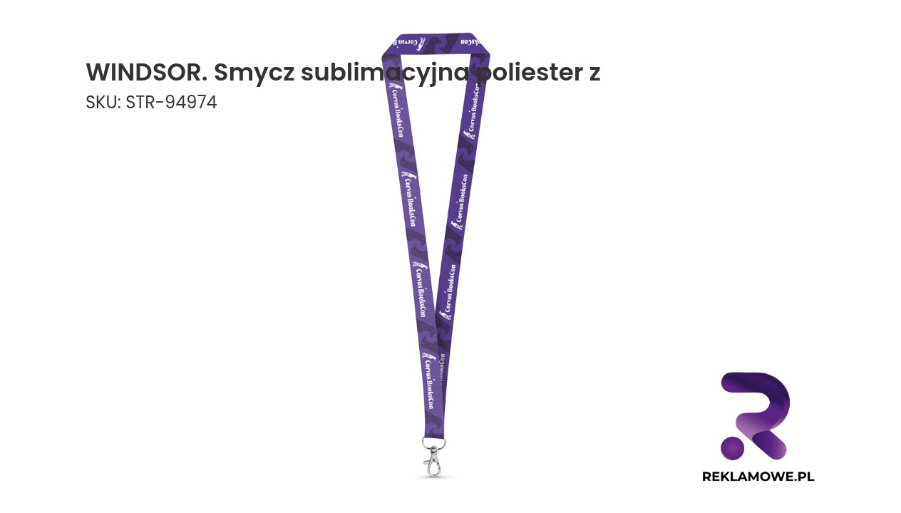 WINDSOR. Smycz sublimacyjna poliester z recyklingu (100% rPET) z karabińczykiem WINDSOR smycz sublimacyjna z poliestru - zdjęcie produktu